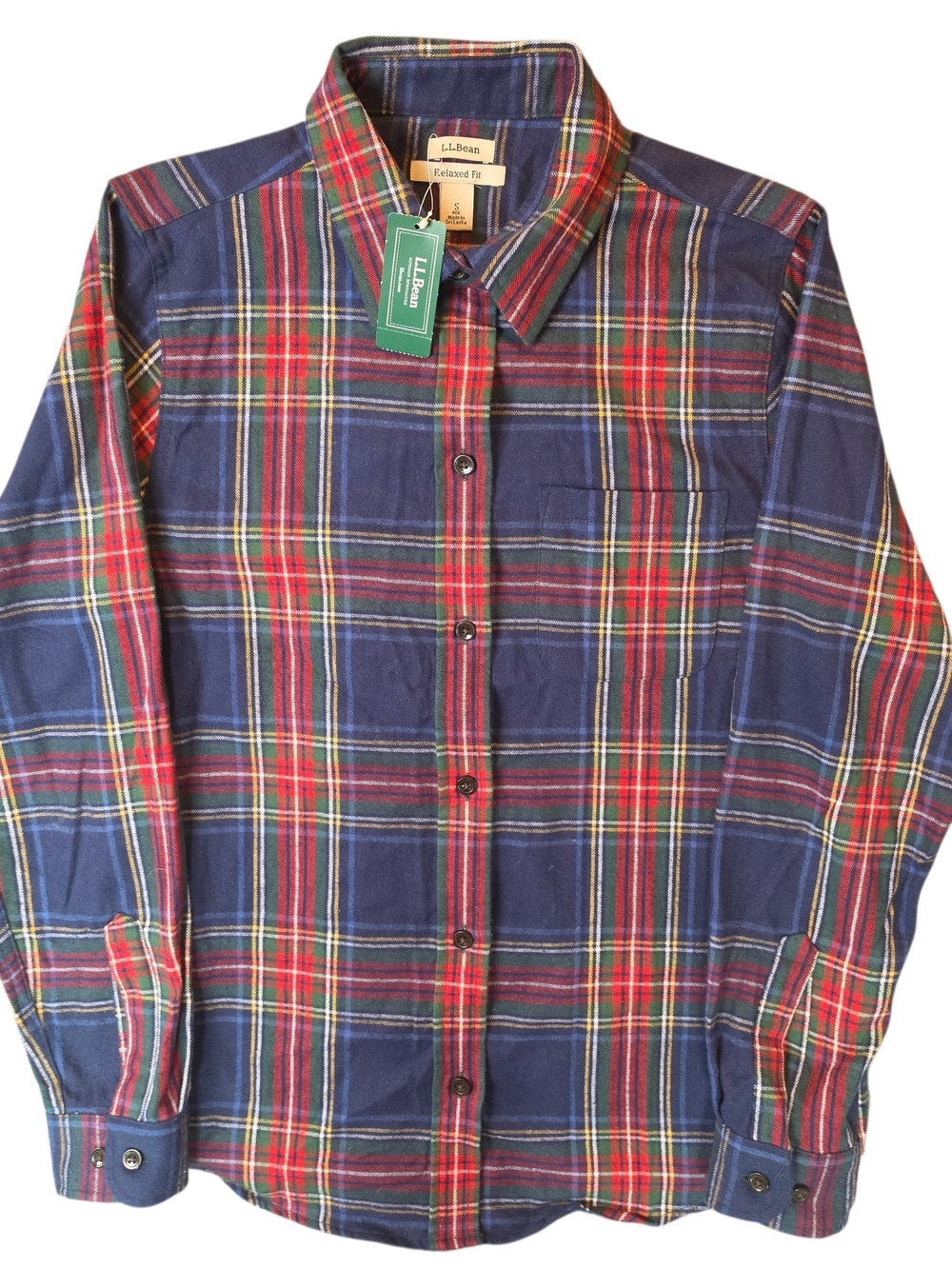 L.L. Bean Woman's Small Blue Red Scotch Plaid Flannel Shirt Cabincore Gorpcore